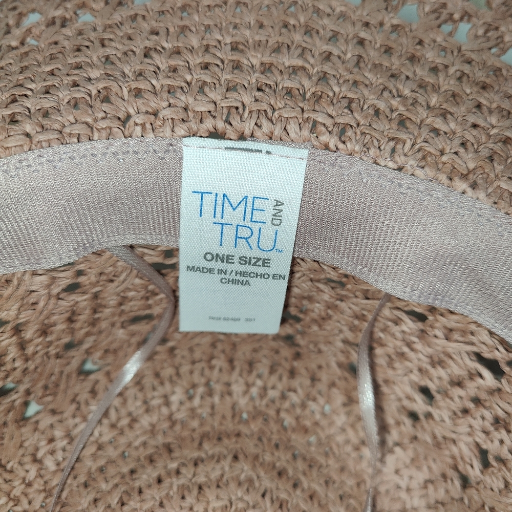 TIME and TRU Natural Open Weave Wide Brim Sunhat - Picture 12 of 12